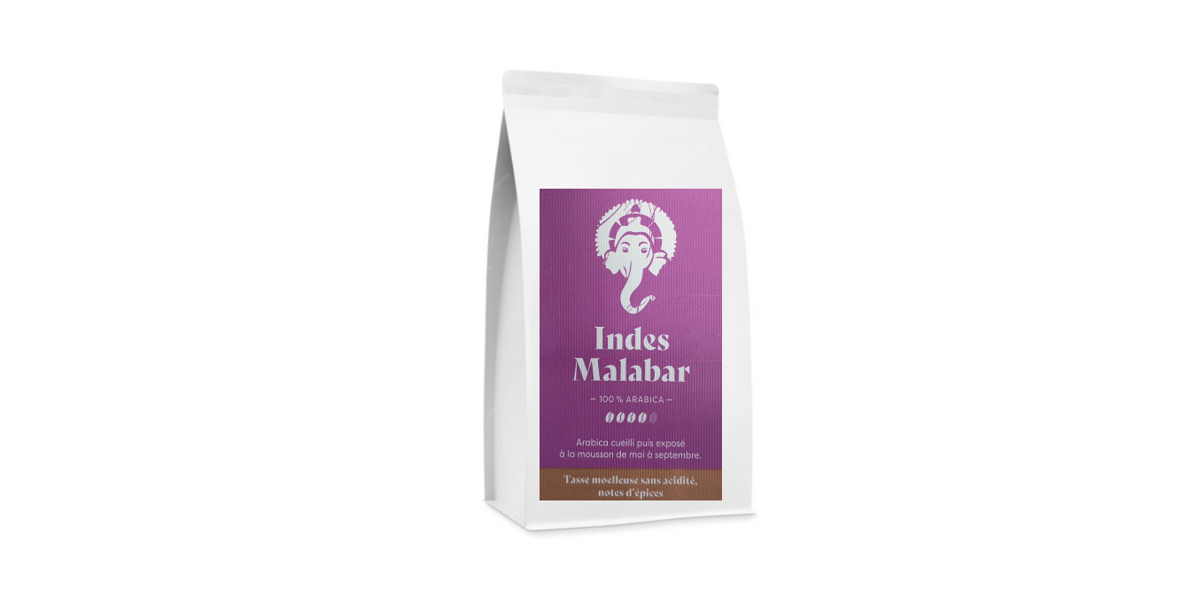 Café Indes Malabar GRAIN (tasse moelleuse sans acidité, notes d'épices)