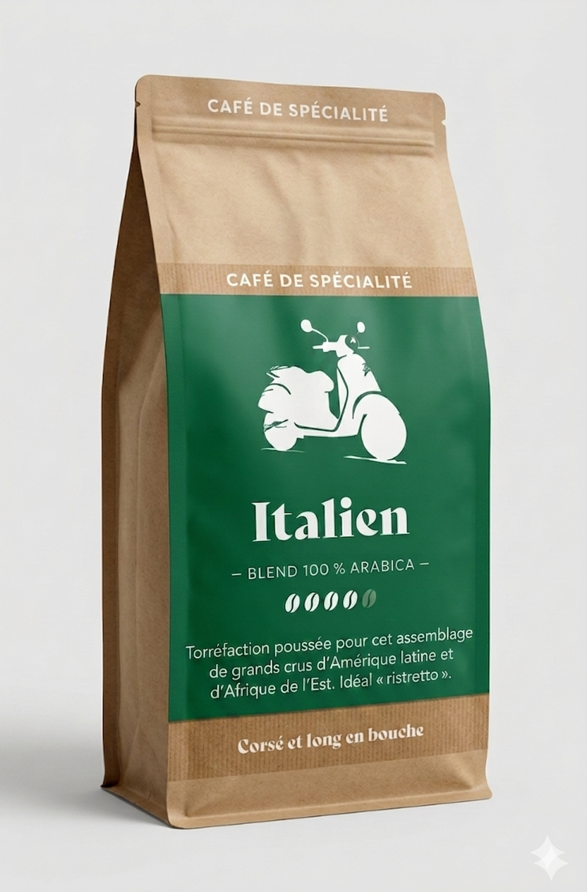 Café Italien GRAIN (Corsé et long en bouche : Idéal "ristretto")