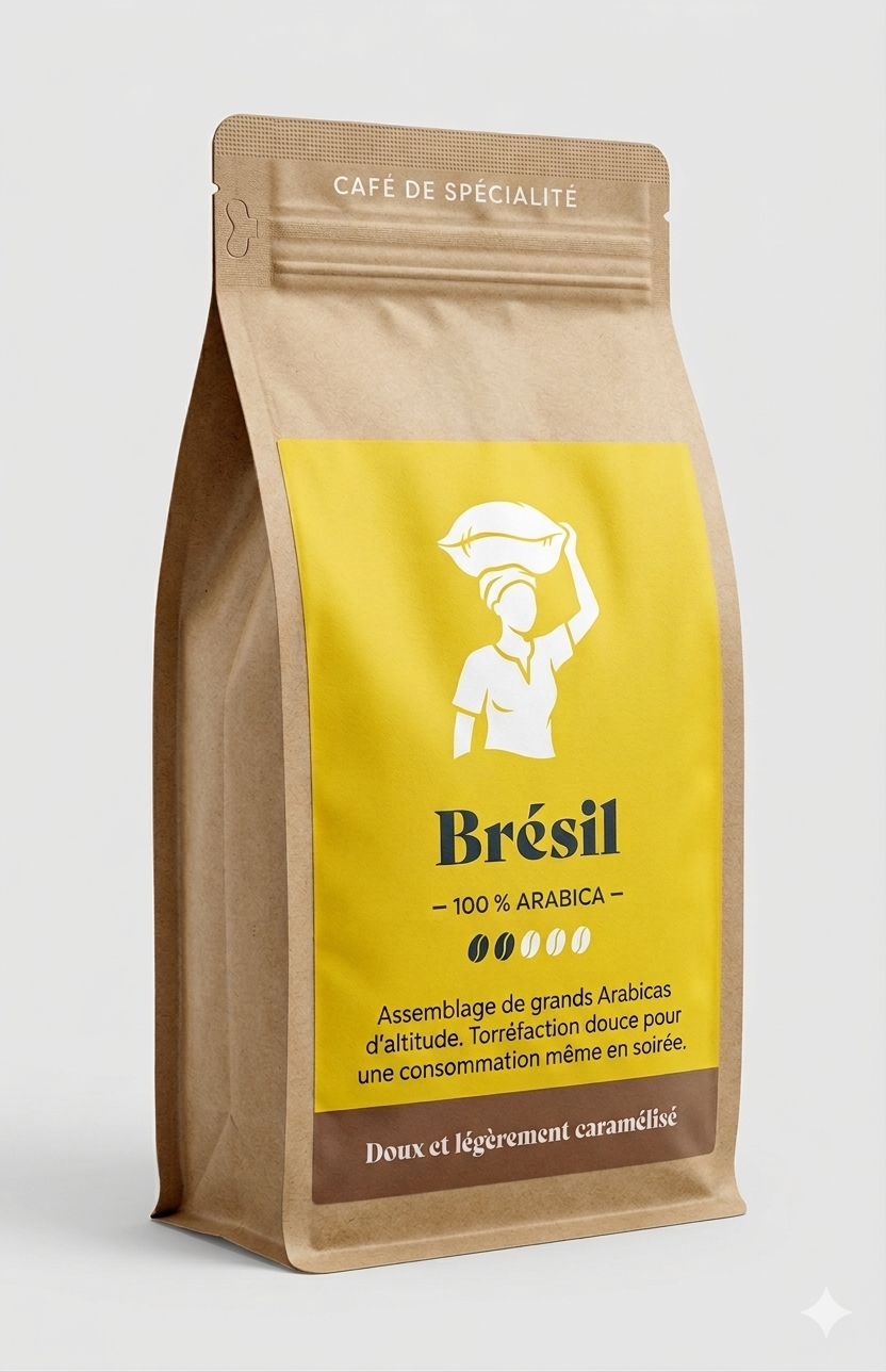 Café Brésilien GRAIN (Doux et légèrement caramélisé)
